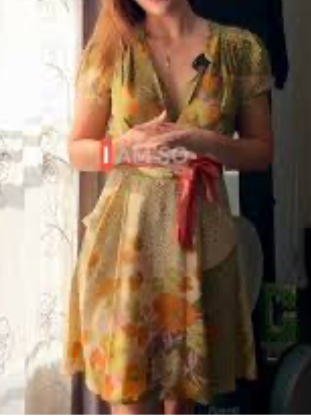 Vintage Y2K Yona Baraschi Silk Floral Wrap-Style Dress Fairycore Small - Picture 15 of 16